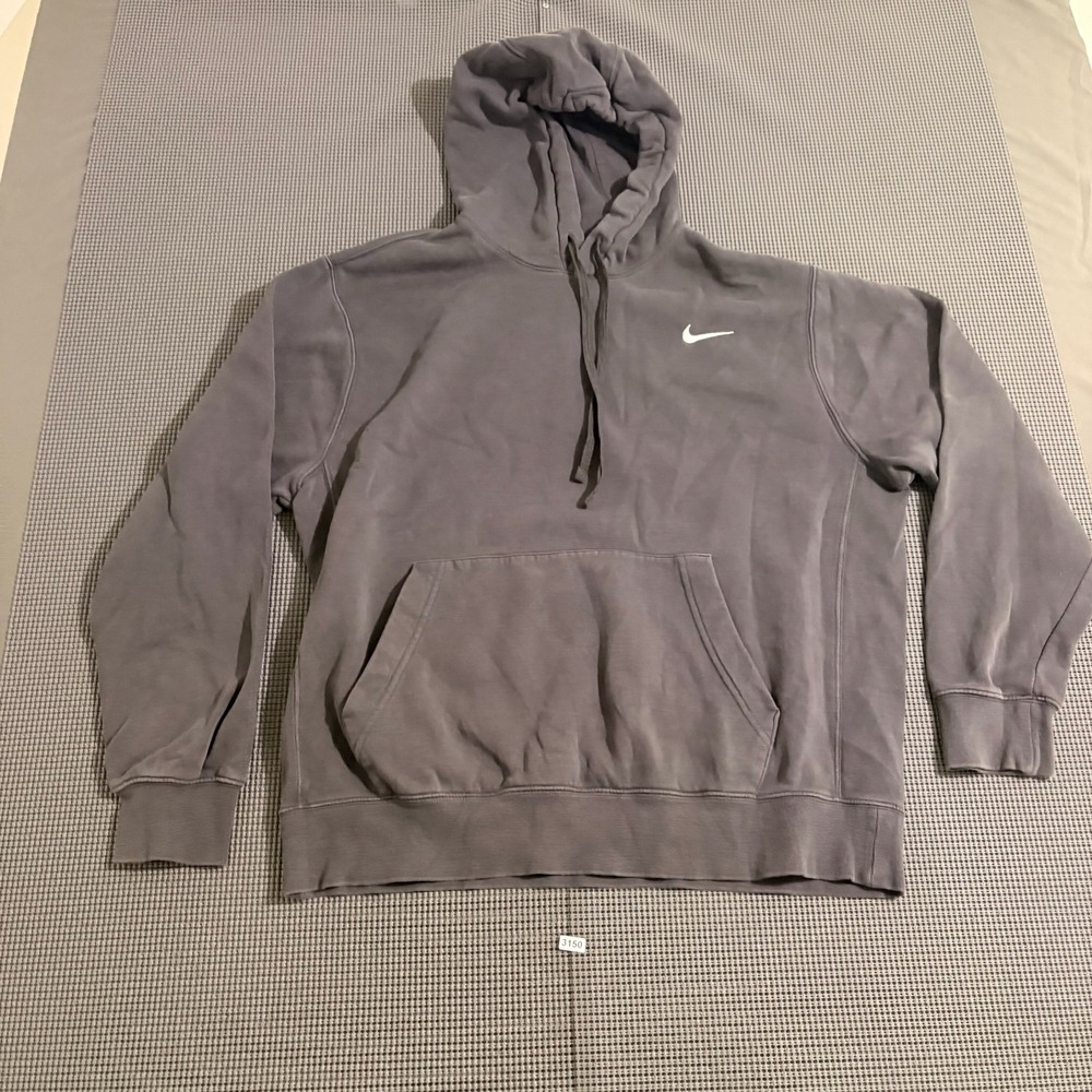 Nike Mens Gray Purple Pullover Hoodie Small Swoosh Logo Size L